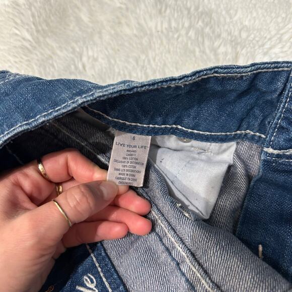 Vtg American Eagle Skirt Women's 8 Cotton Blue Denim Mini Low-Rise 2006 Y2K Soft - Picture 6 of 6